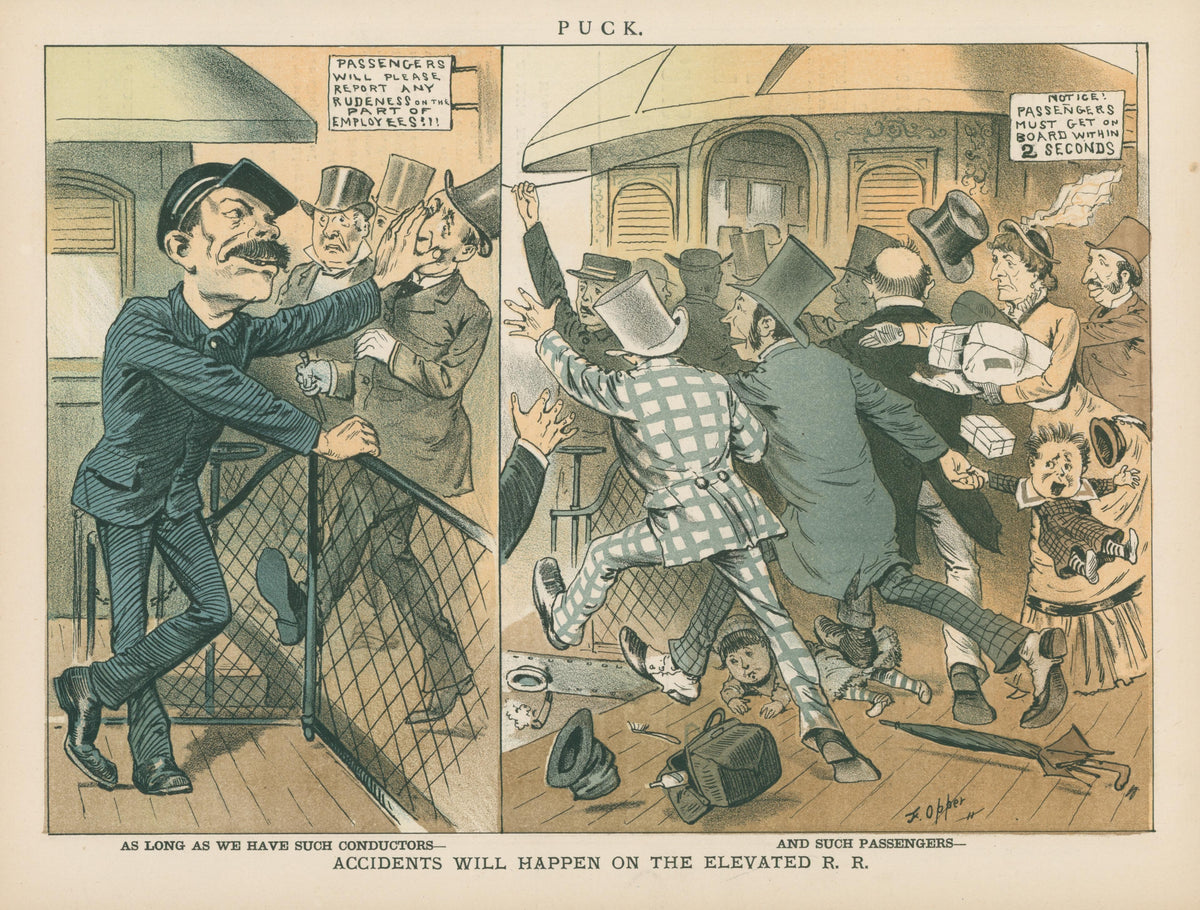Accidents Will Happen- Puck Magazine - Original Vintage Illustration