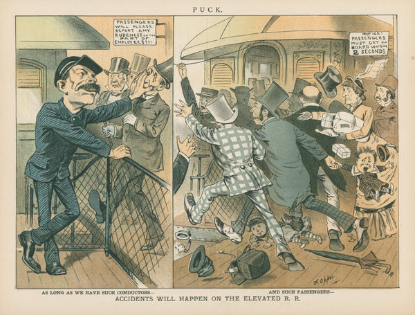 Accidents Will Happen- Puck Magazine - Original Vintage Illustration