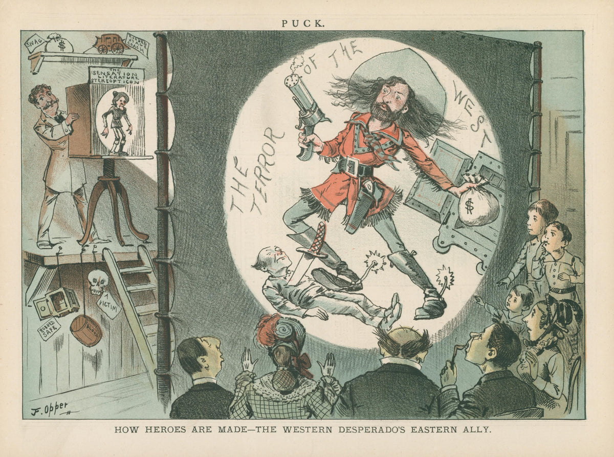 The Western Desperado- Puck Magazine - Original Vintage Illustration