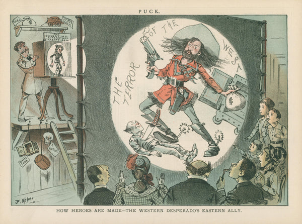 The Western Desperado- Puck Magazine - Original Vintage Illustration
