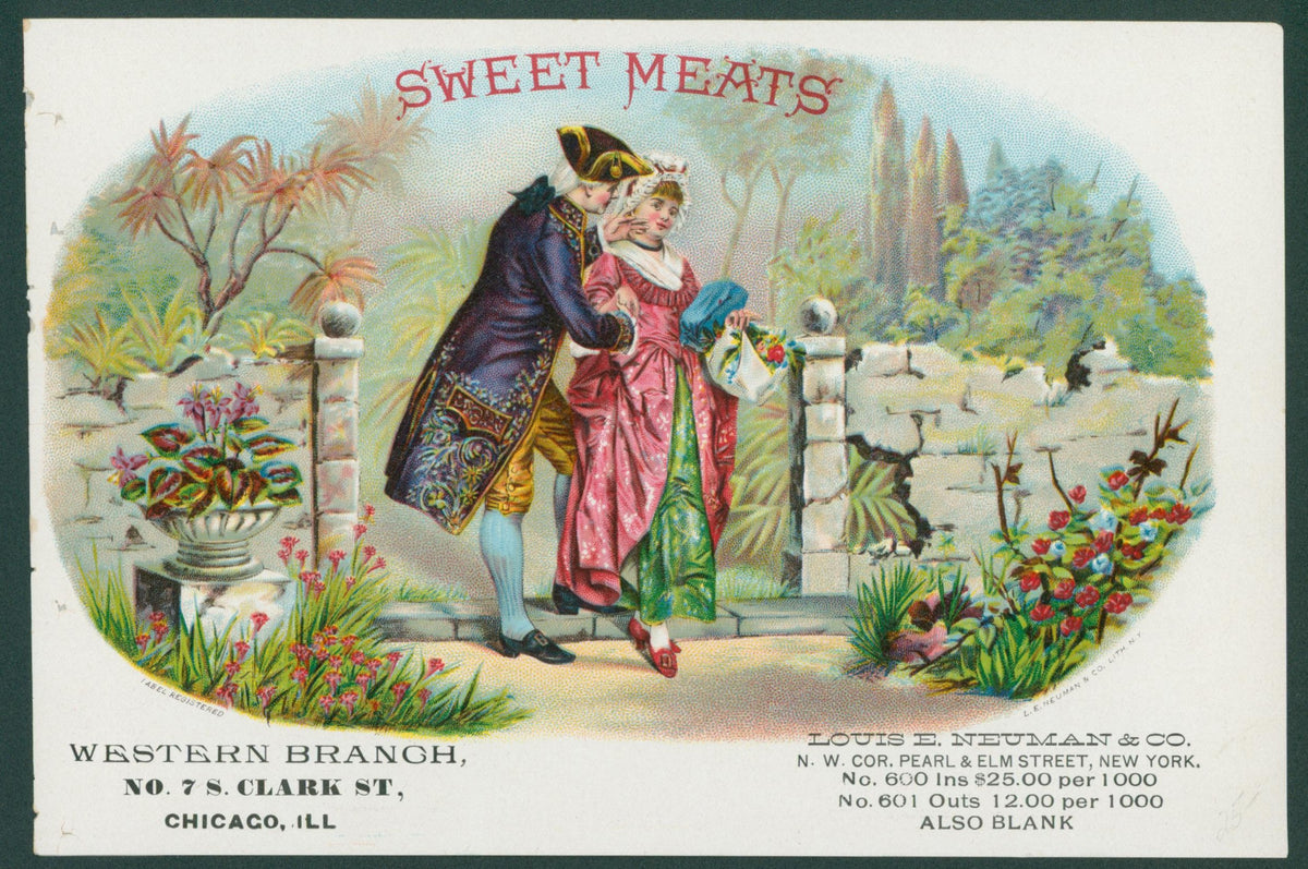 Sweet Meats Cigars, Salesman Sample - Original Vintage Product Label: