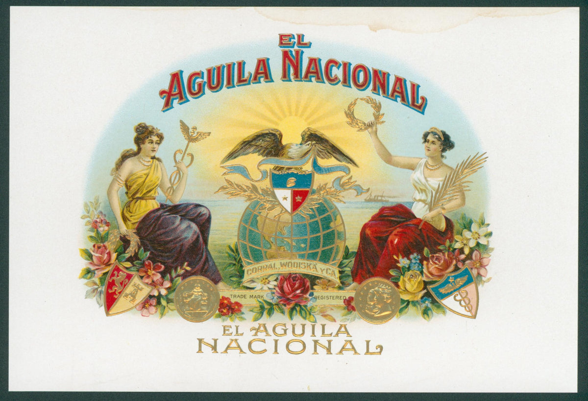 El Aguila Nacional Cigars, Salesman Sample - Original Vintage Product Label: