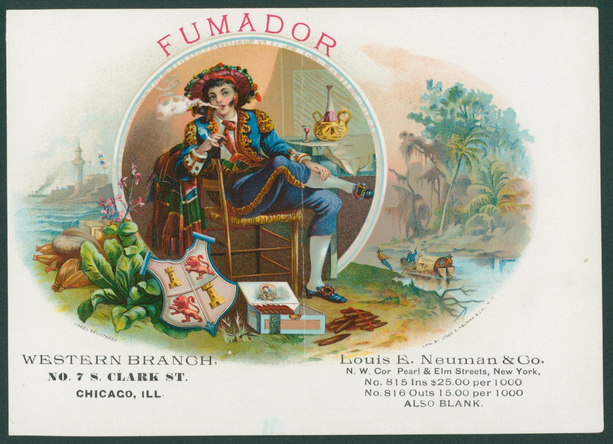 El Fumador Cigars, Salesman Sample - Original Vintage Product Label: