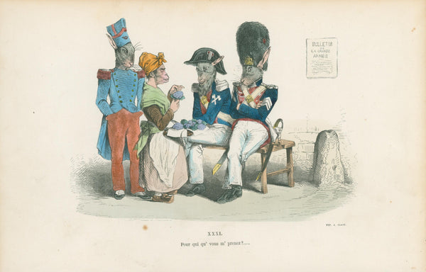 Who Do You Take Me For by J.J Grandville - Original Antique Print: