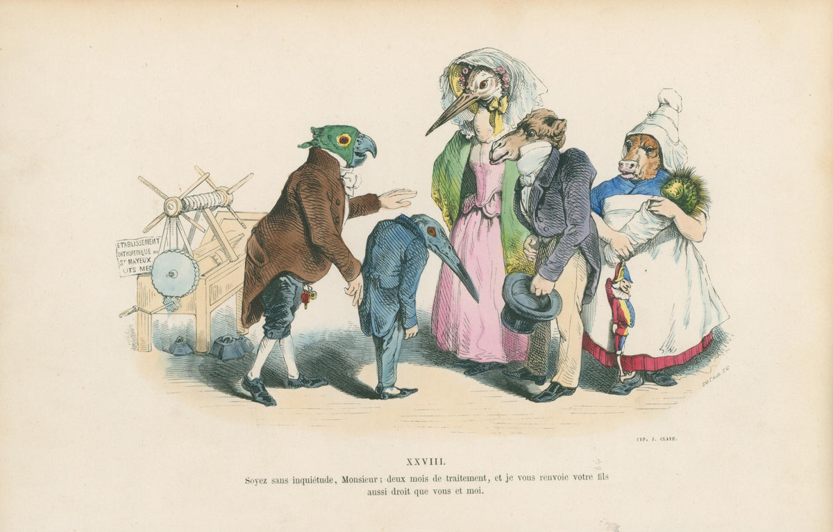 I Will Return Your Son by J.J. Grandville - Original Antique Print: