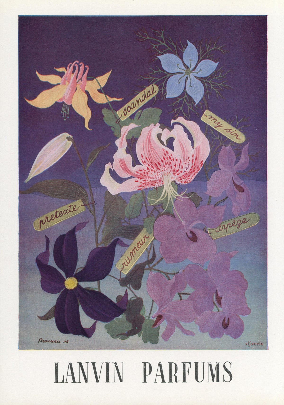 Lanvin Perfumes, Paris - Original Vintage Ad: