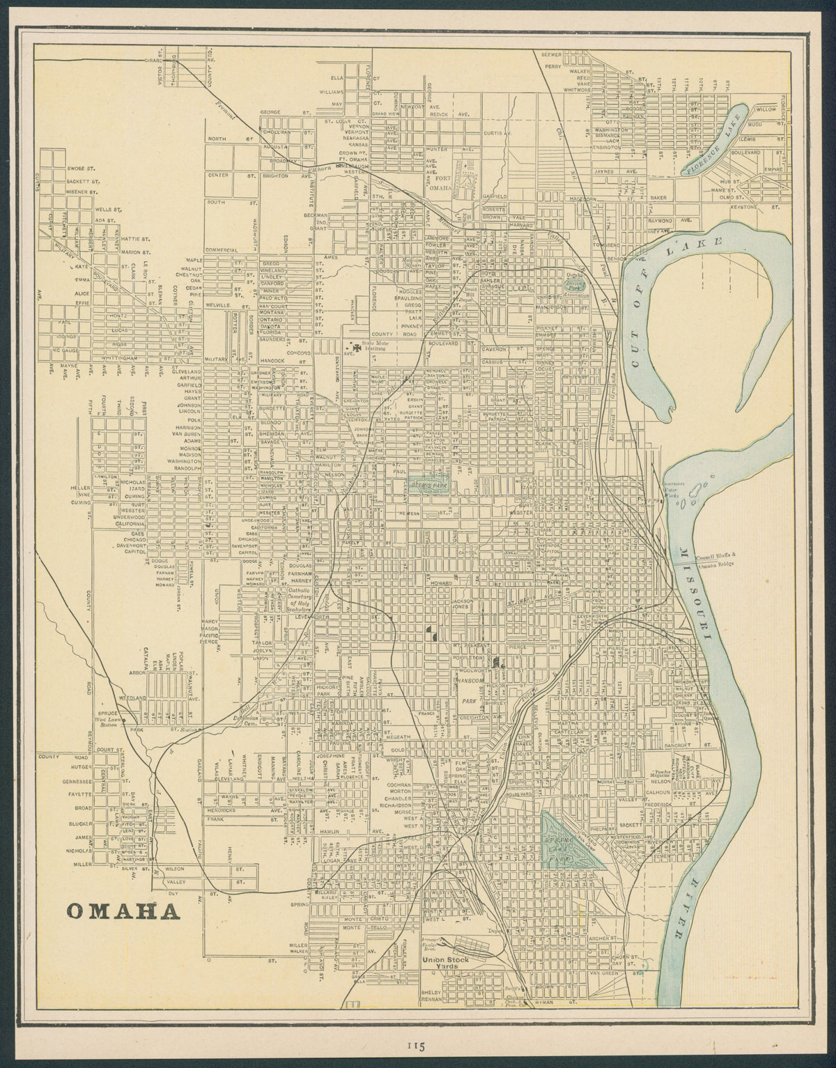 Omaha- Cram's Atlas - Original Vintage Map