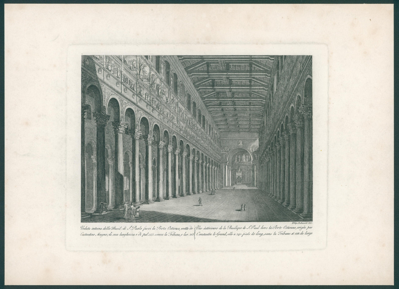 Basilica of San Paolo, Copper Engraving - Original Antique Print: