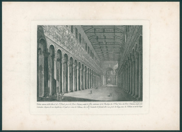 Basilica of San Paolo, Copper Engraving - Original Antique Print: