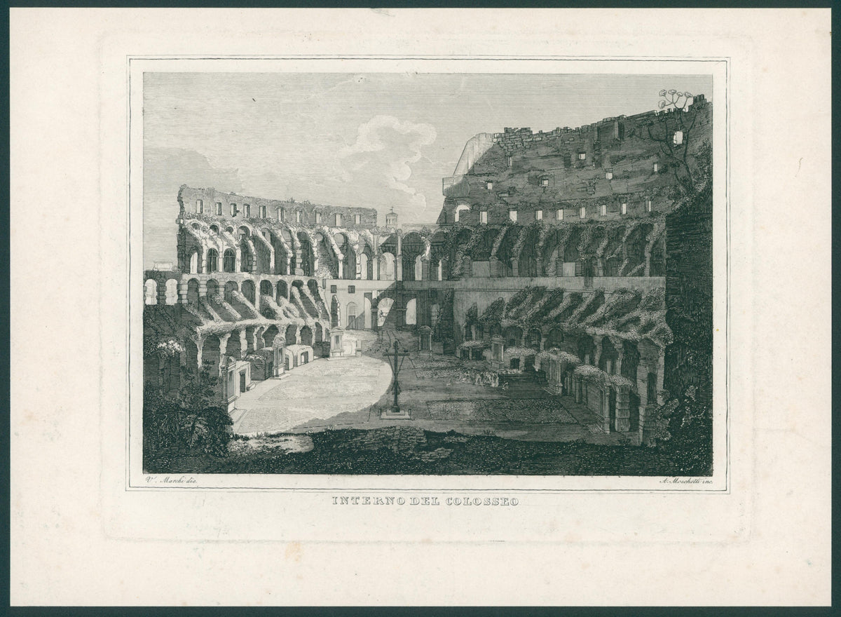 Roman Colosseum, Copper Engraving - Original Antique Print: