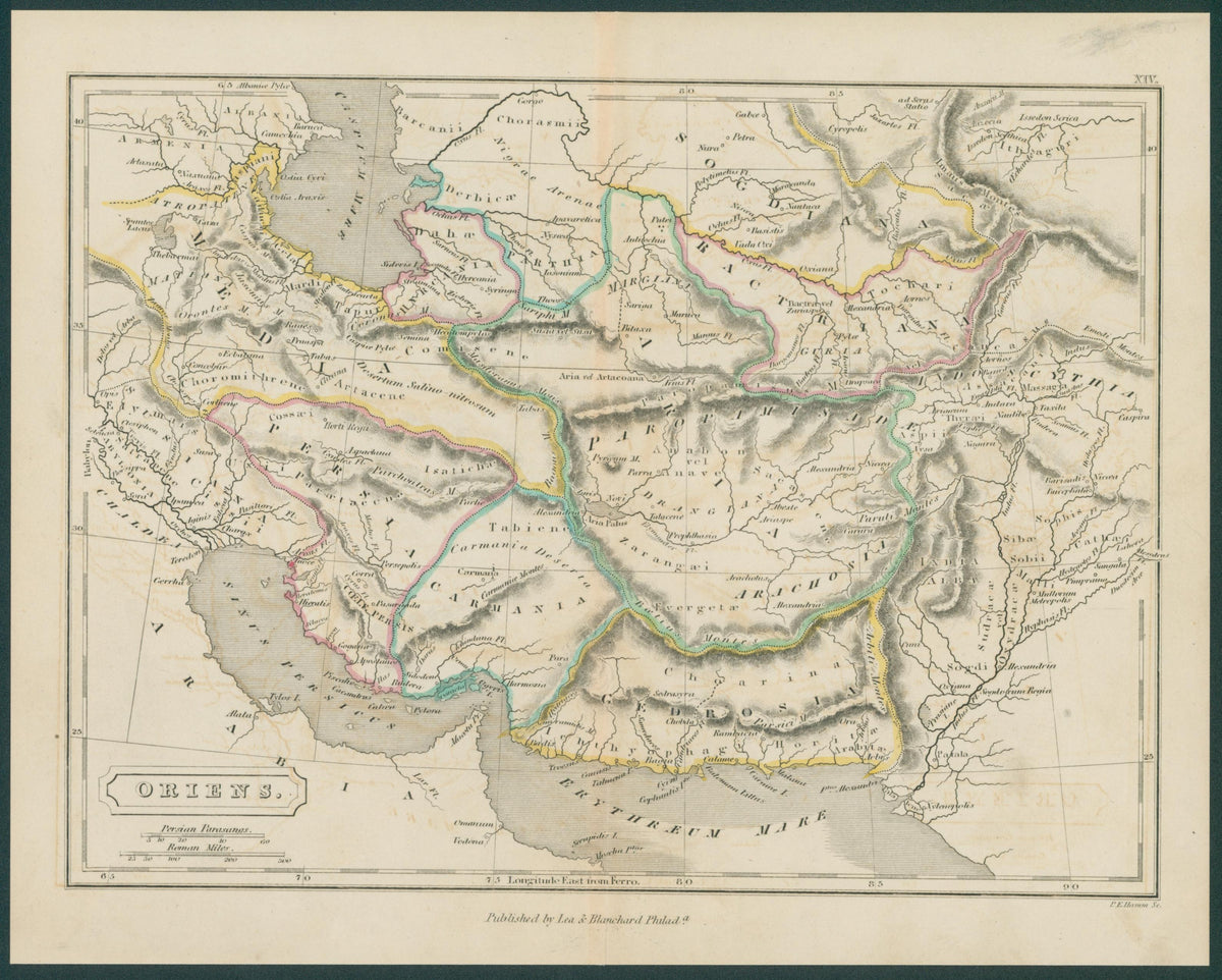 Armenia to India, Antique Map - Original Vintage Map