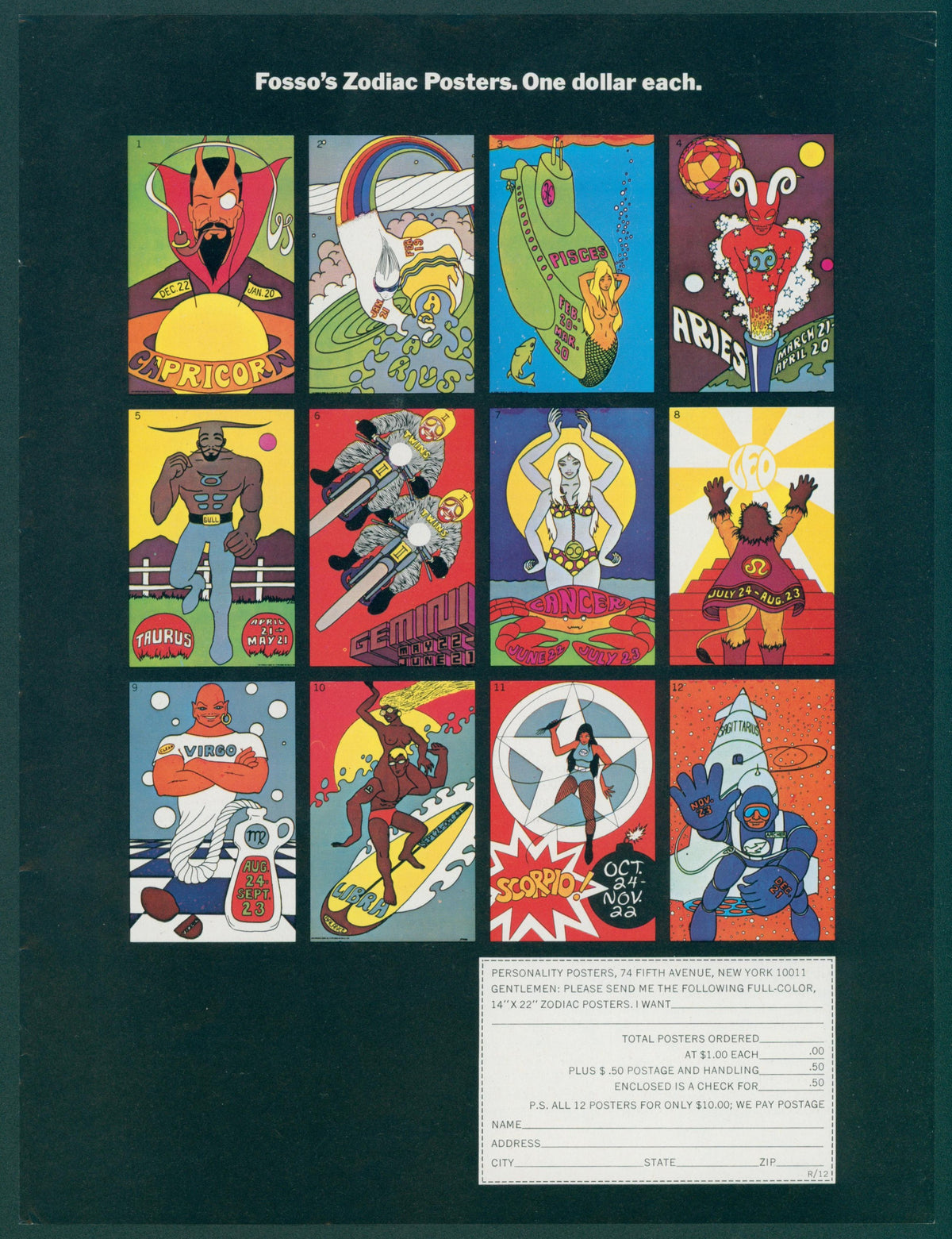 Fosso's Zodiac Posters - Original Vintage Ad: