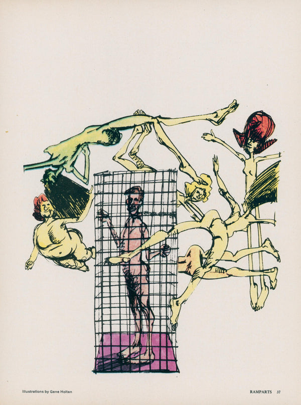 Naked Freedom by Gene Holtan, Ramparts Magazine - Original Vintage Illustration