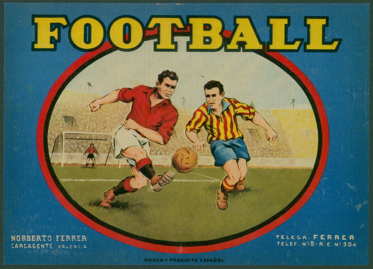 Football, Spanish Crate Label - Original Vintage Product Label:
