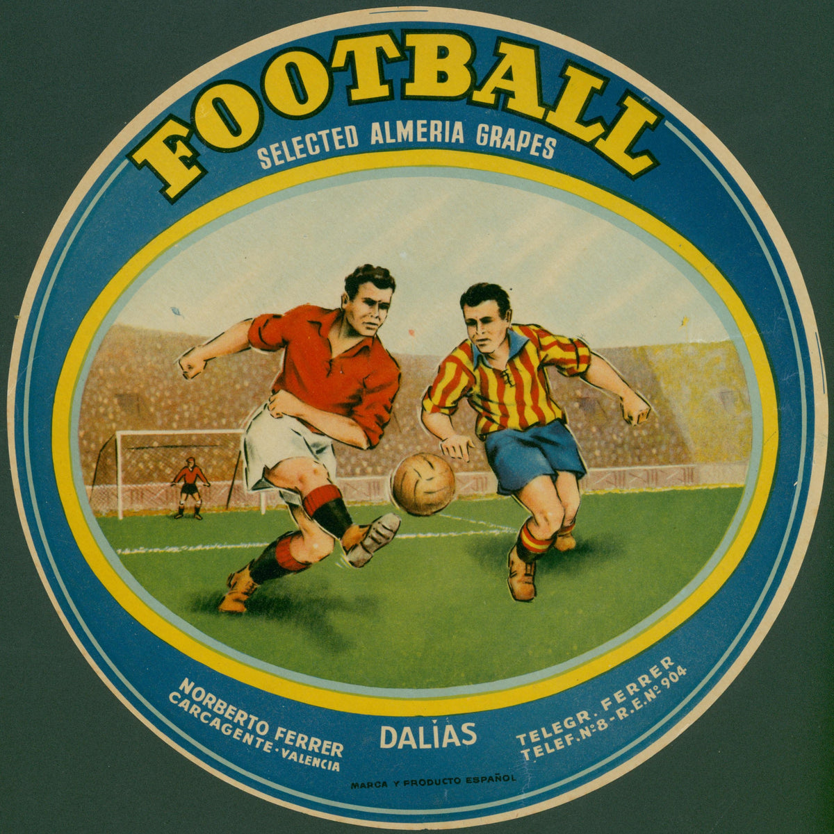 Football, Spanish Crate Label - Original Vintage Product Label: