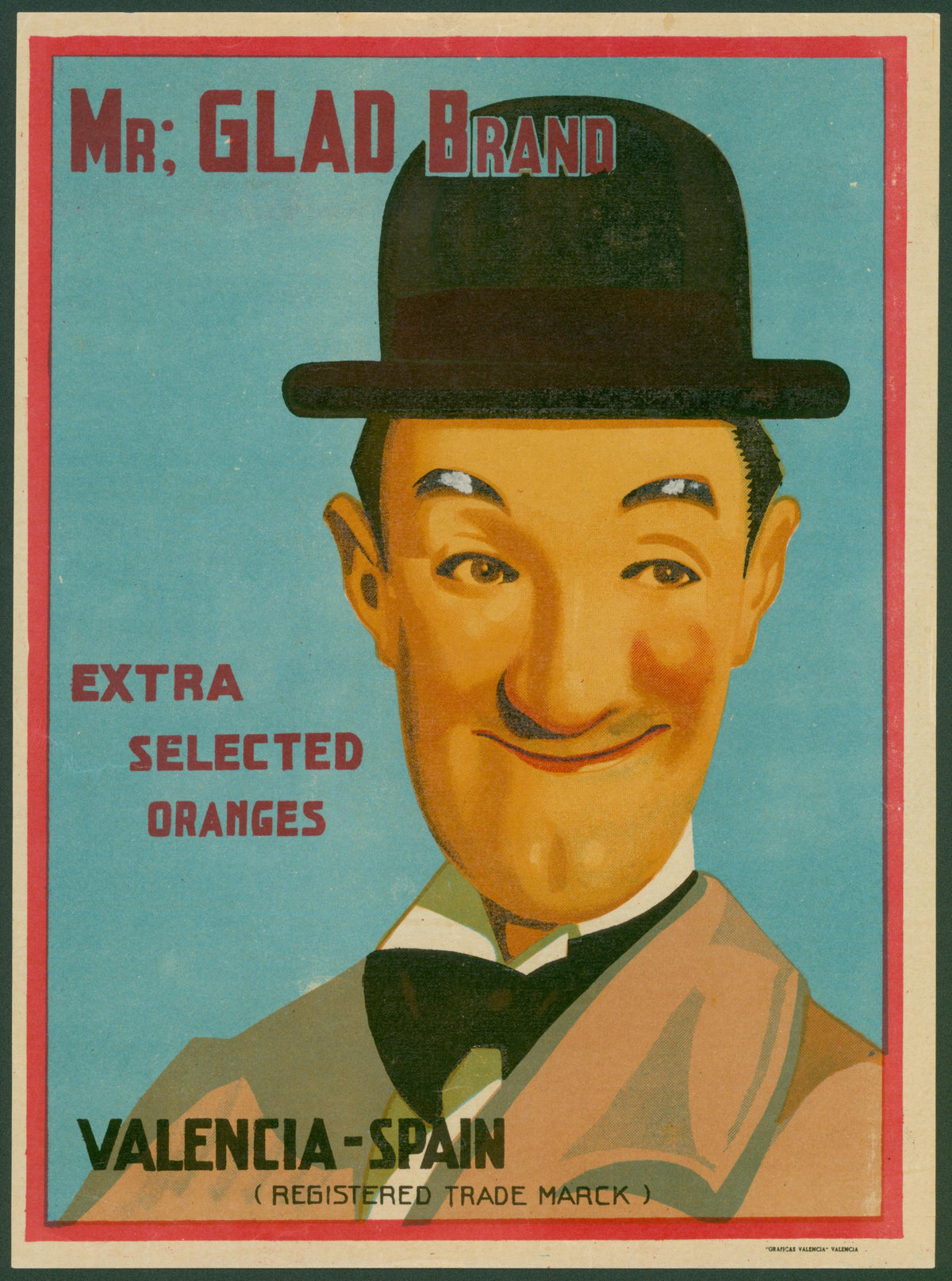 Mr. Glad Oranges, Spanish Crate Label - Original Vintage Product Label: