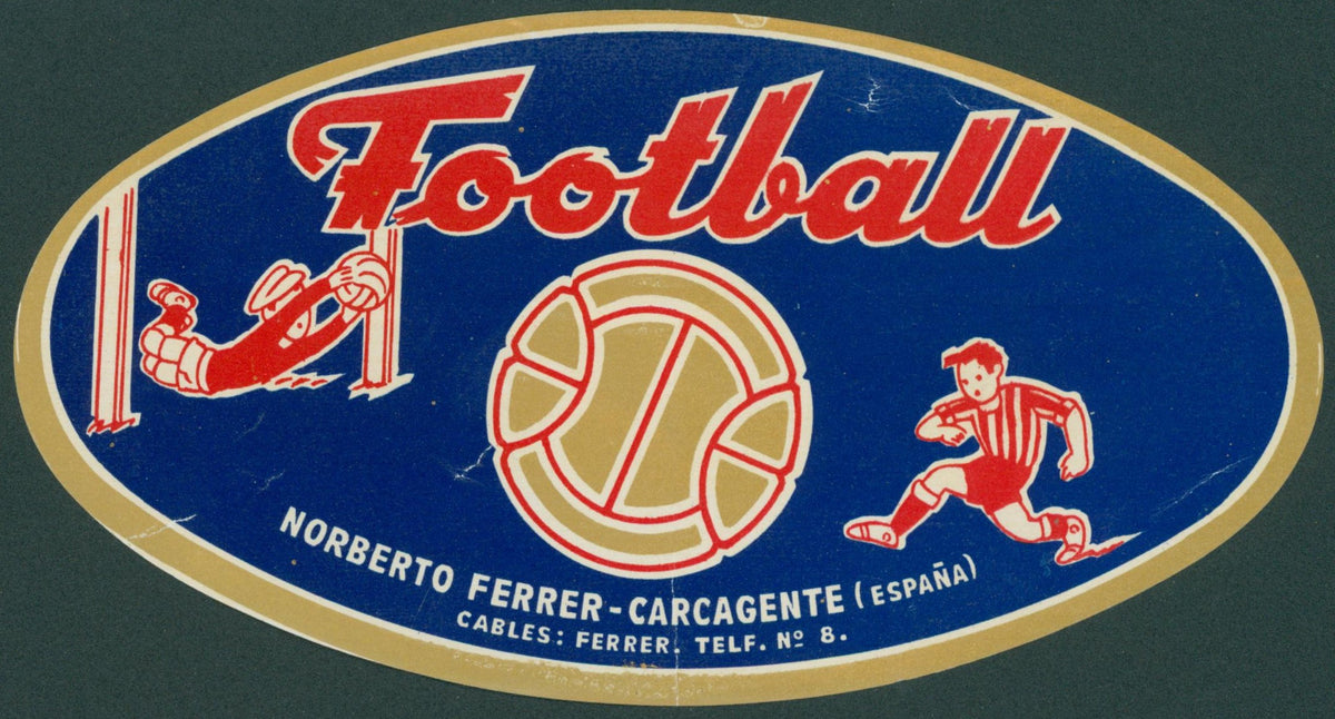 Football Oranges, Small Spanish Crate Label - Original Vintage Product Label: