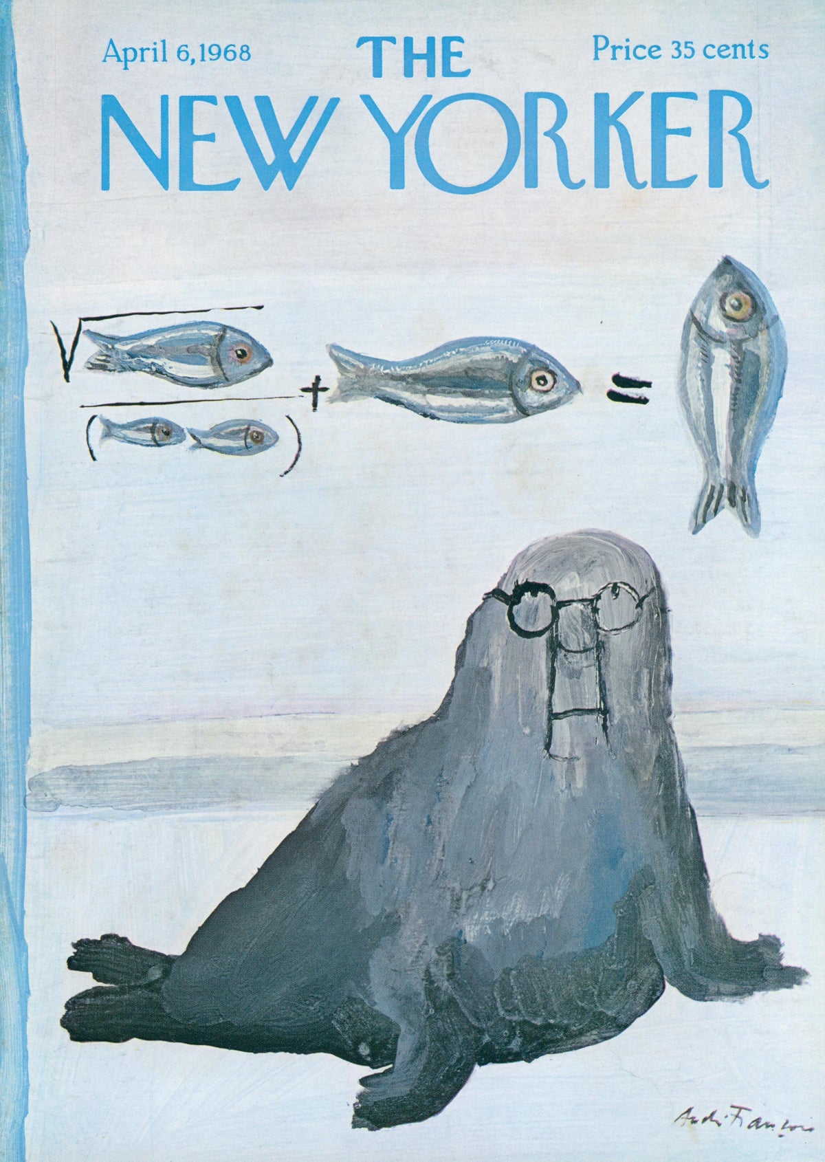 Sea Math- The New Yorker  - Original Vintage Cover Art: