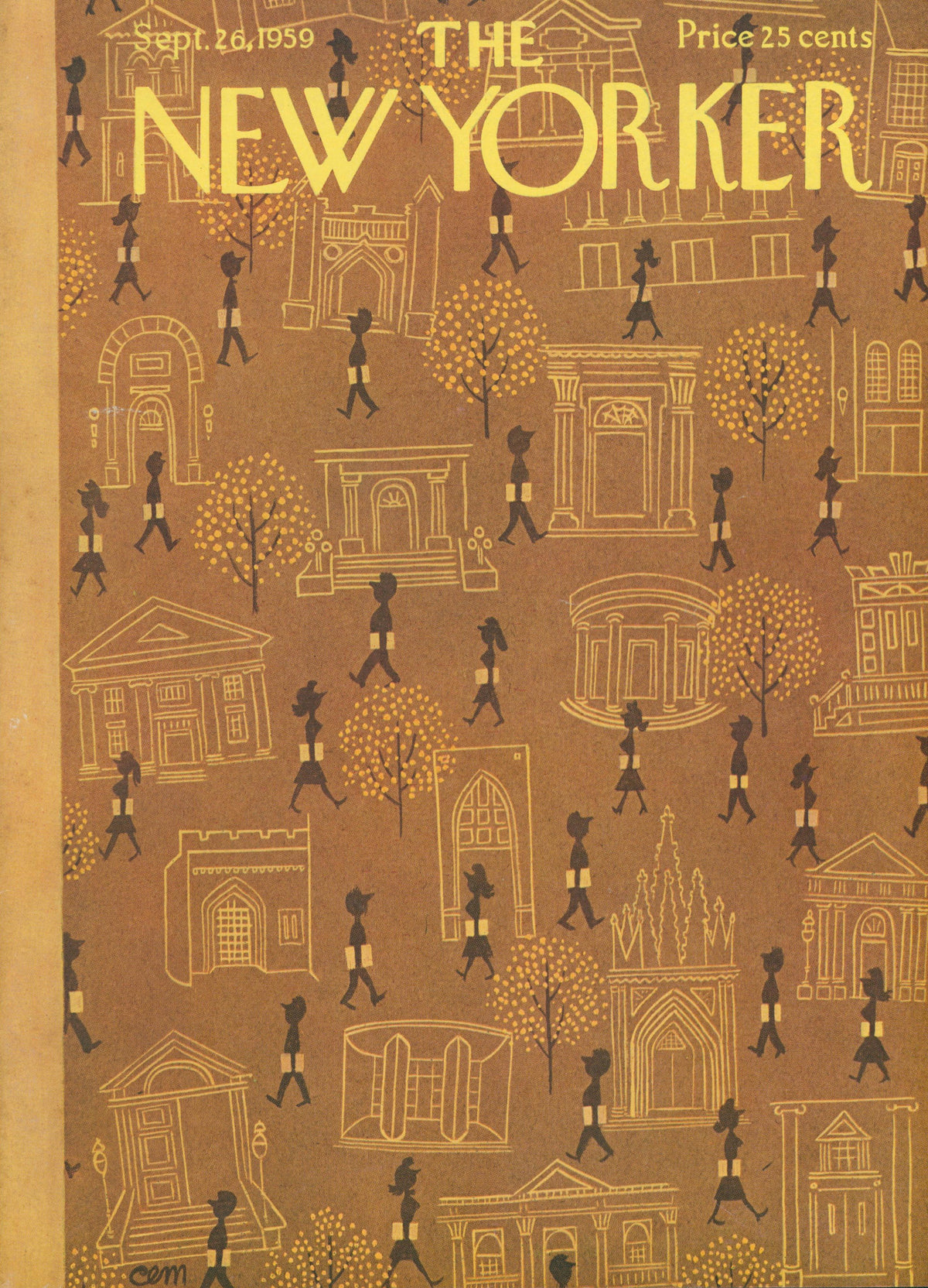 Campus Life- The New Yorker - Original Vintage Cover Art: