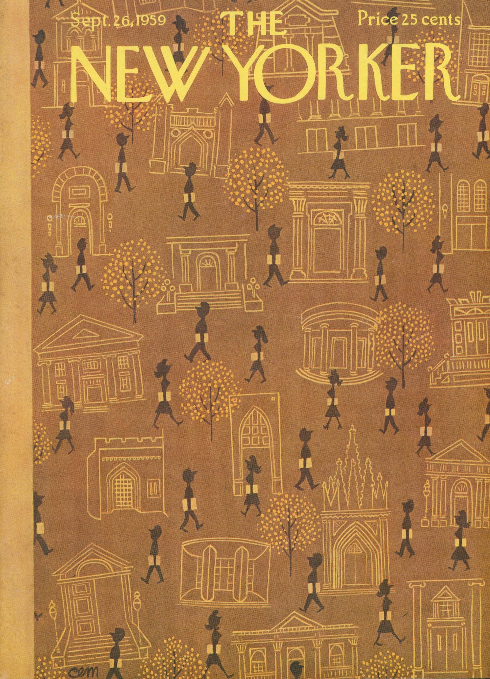 Campus Life- The New Yorker - Original Vintage Cover Art: