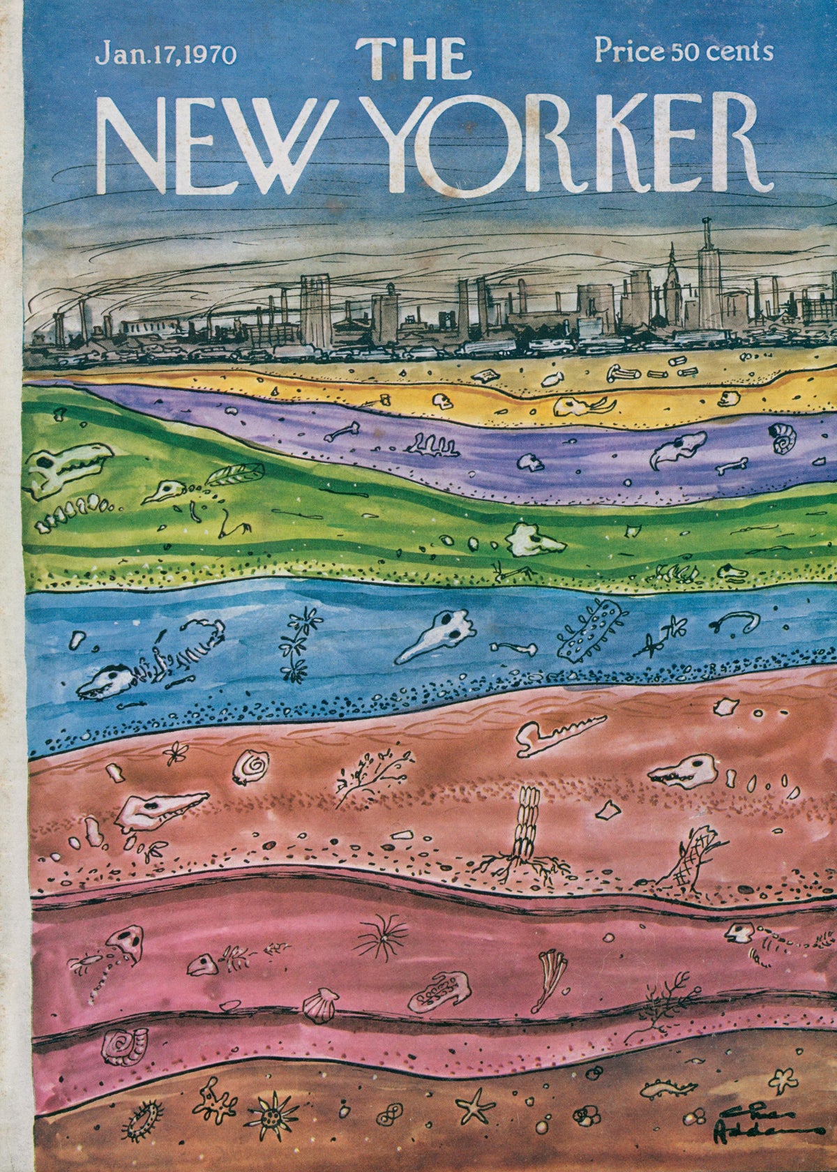 Prehistoric NY- The New Yorker - Original Vintage Cover Art: