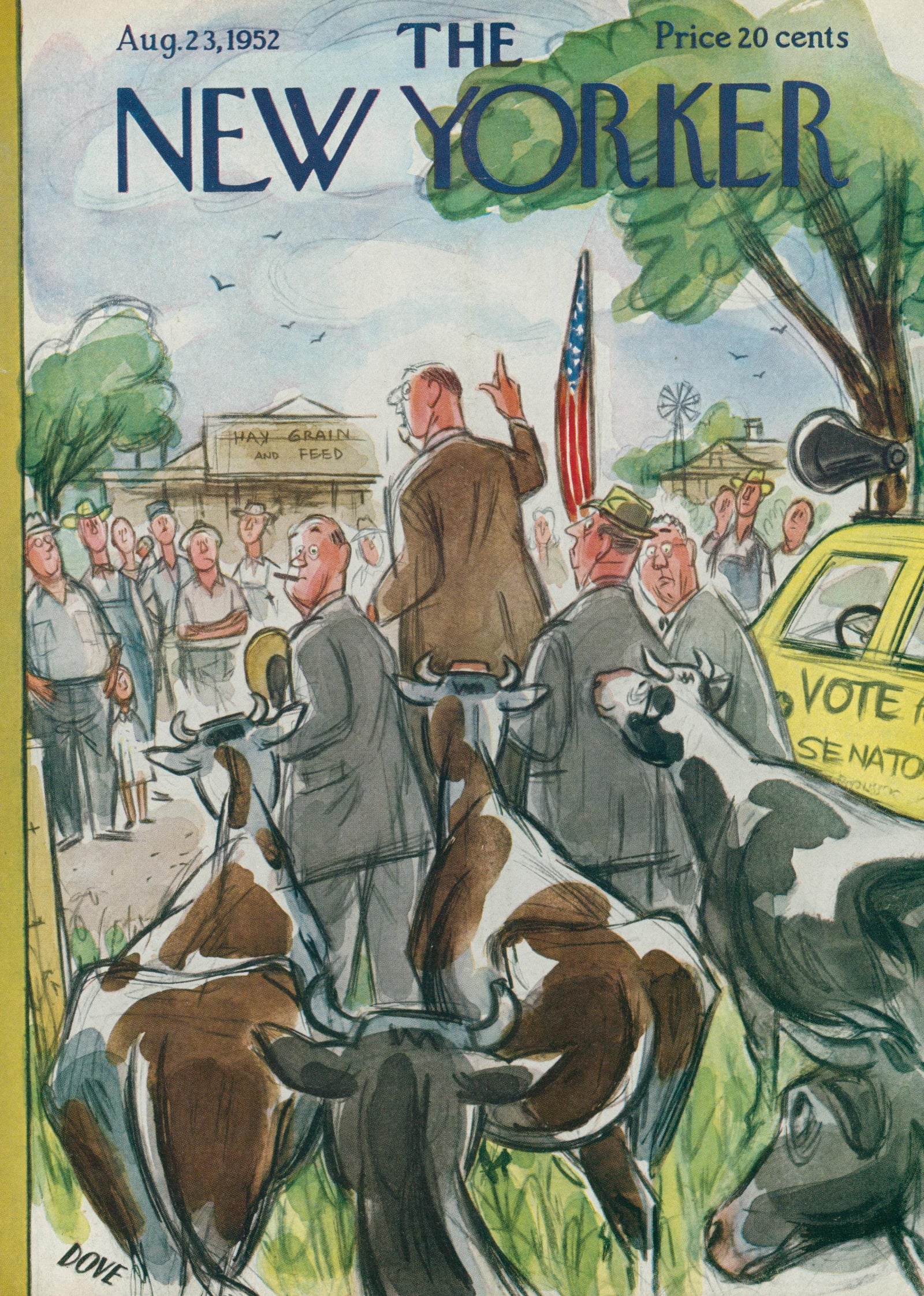 American Campaign Stop- The New Yorker - Original Vintage Cover Art: