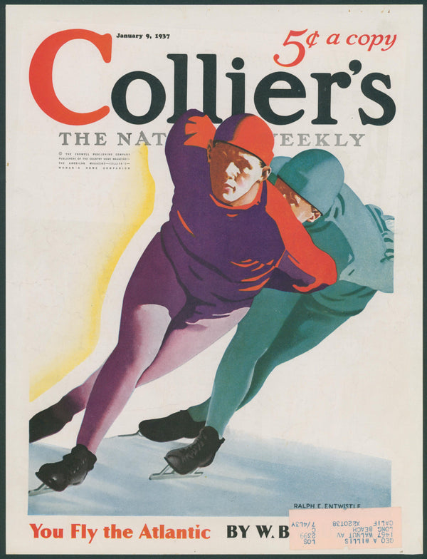 Speed Skating, Collier's Weekly  - Original Vintage Cover Art: