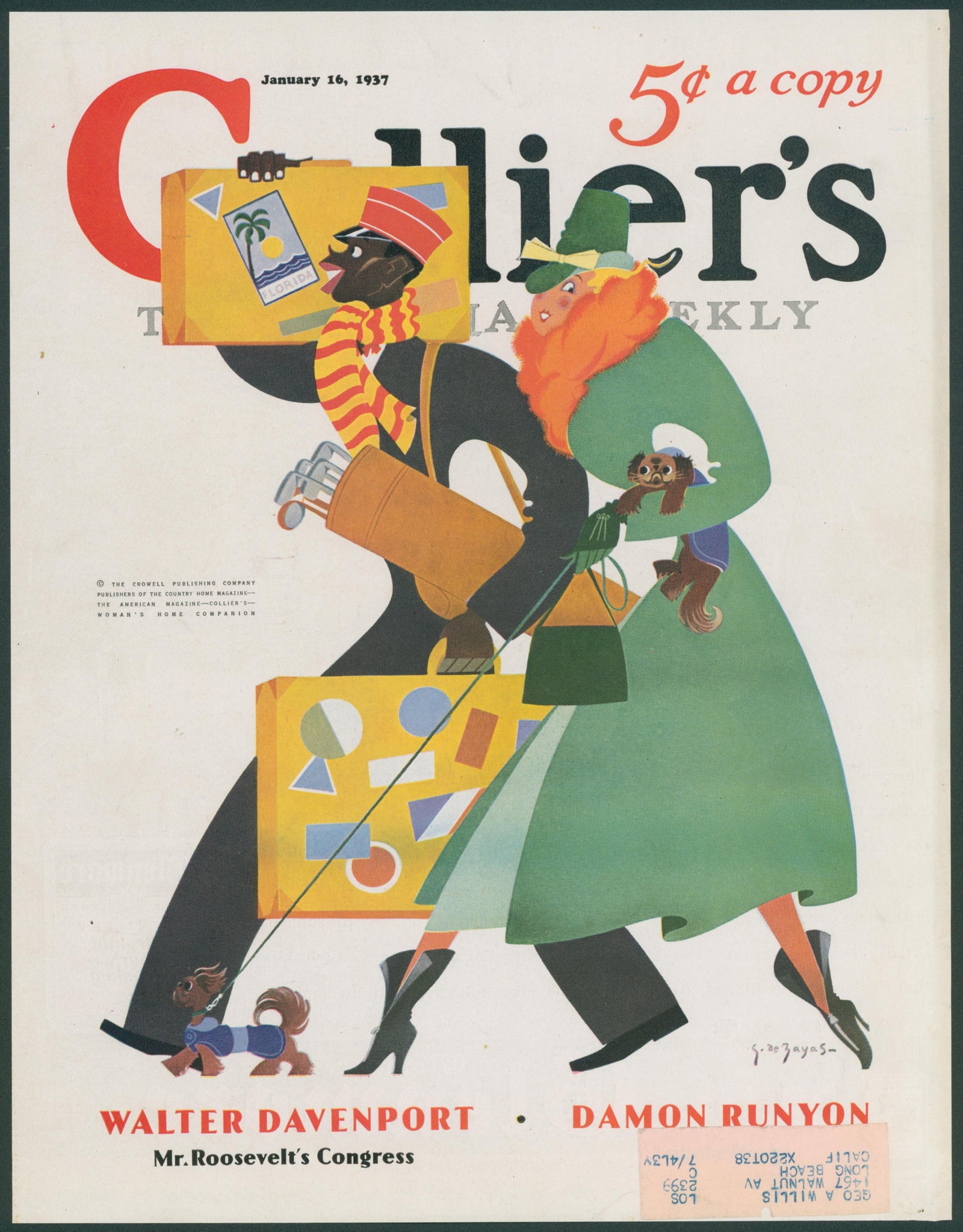 Off to Florida- Collier's Weekly - Original Vintage Cover Art: