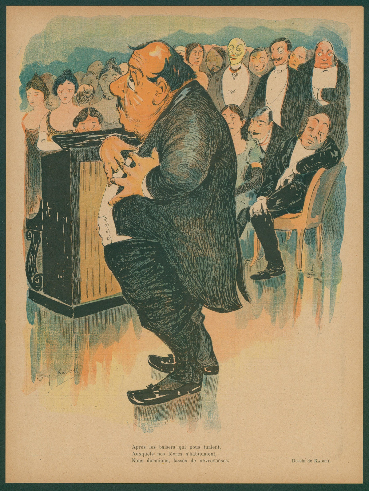 After the Kisses, Le Rire  - Original Vintage Illustration
