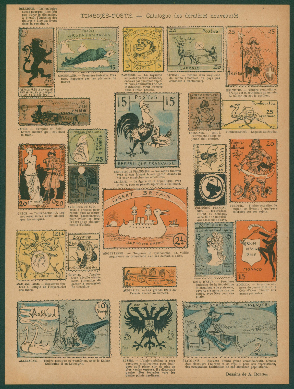 Postage Novelties, Le Rire - Original Vintage Illustration