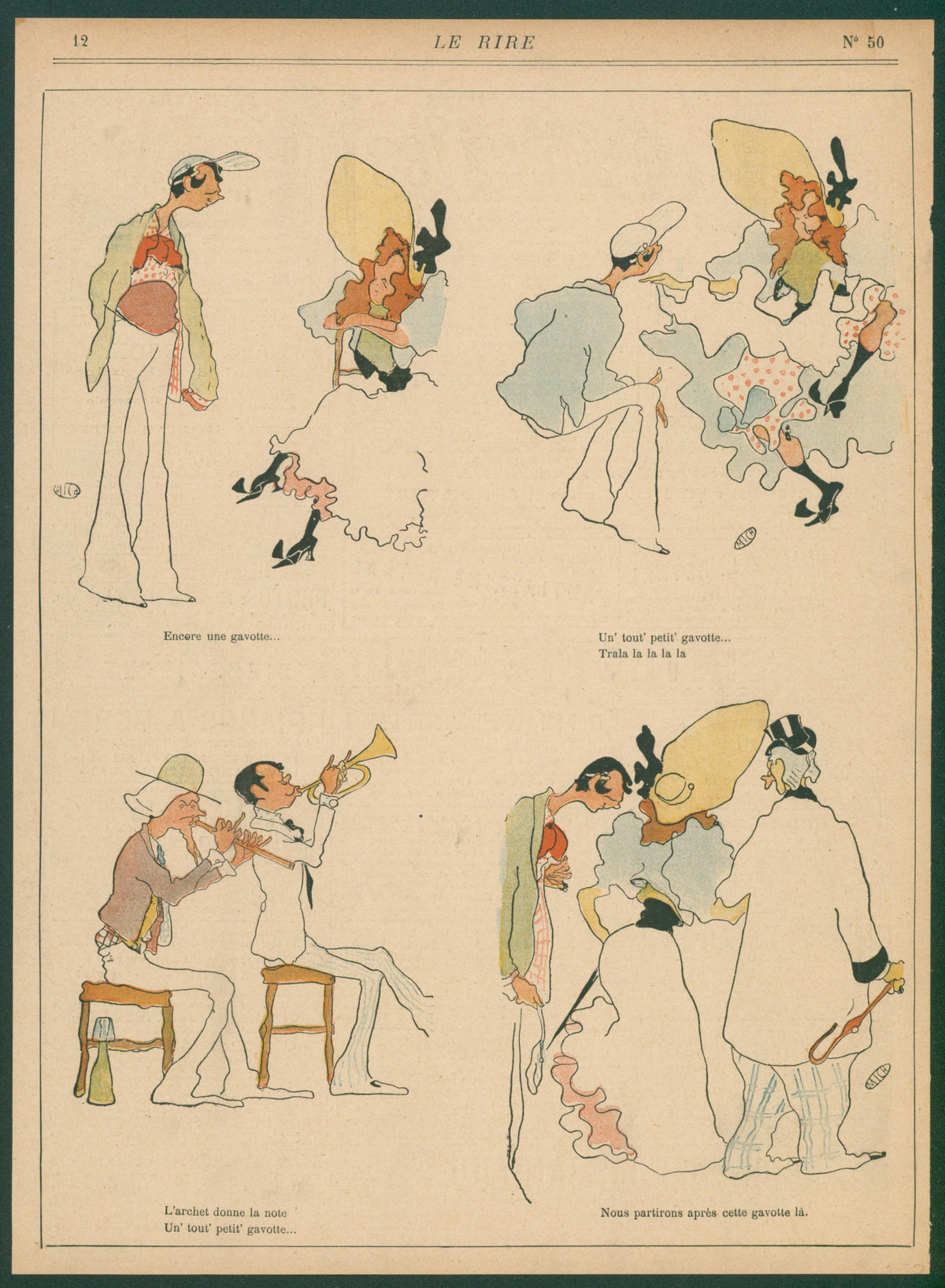 The Ritual of the Gavotte, Le Rire - Original Vintage Illustration