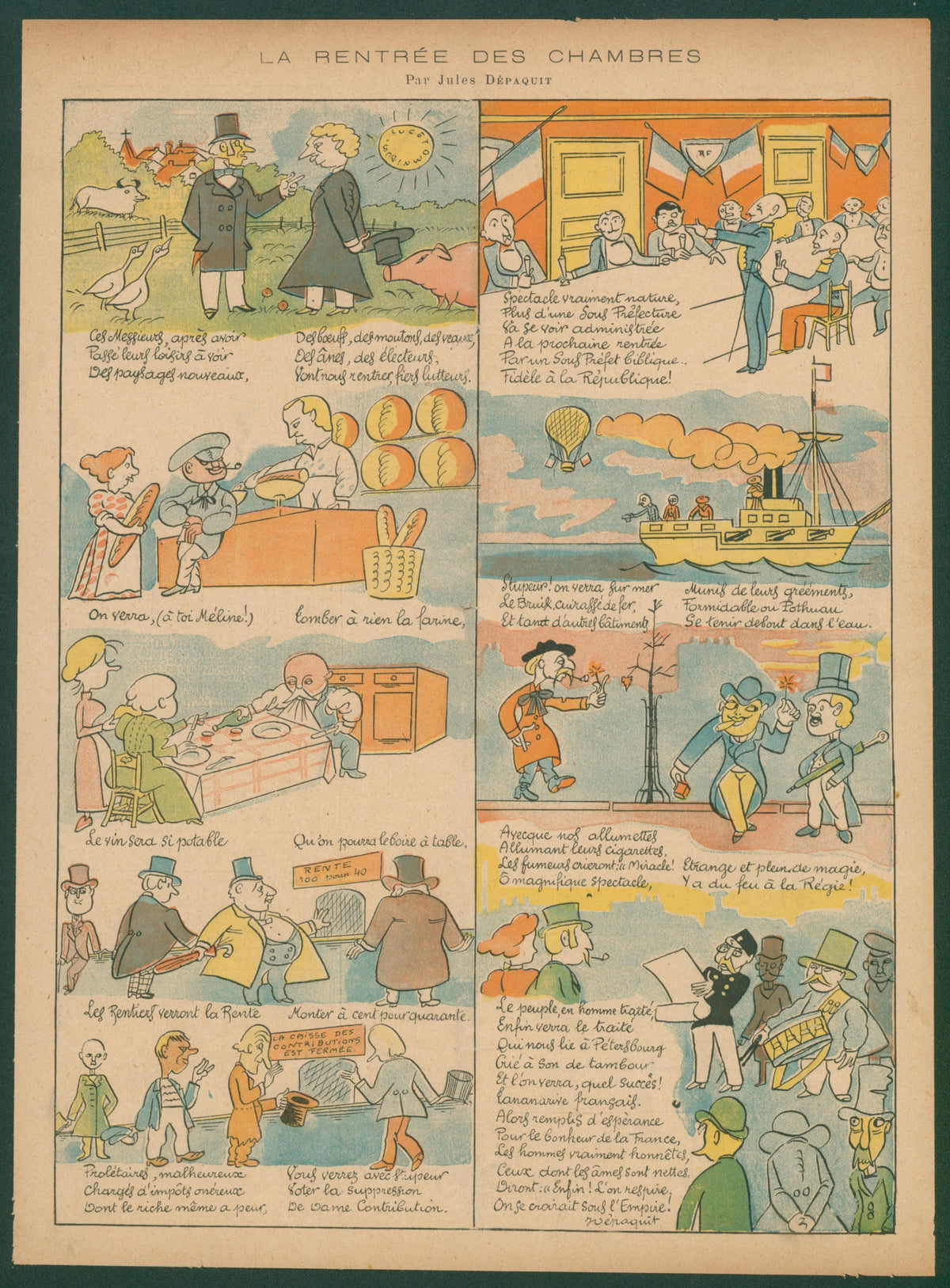 The Return of Parliament, Le Rire - Original Vintage Illustration