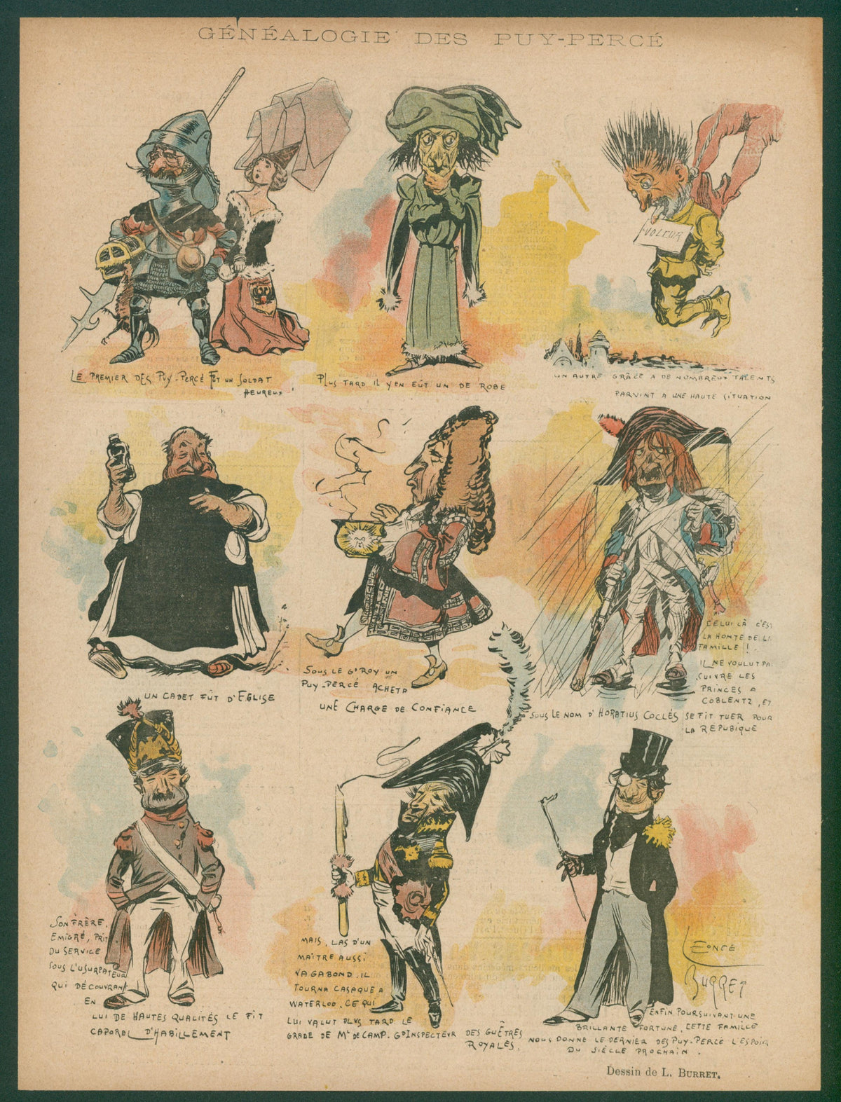 Genealogy, Le Rire - Original Vintage Illustration