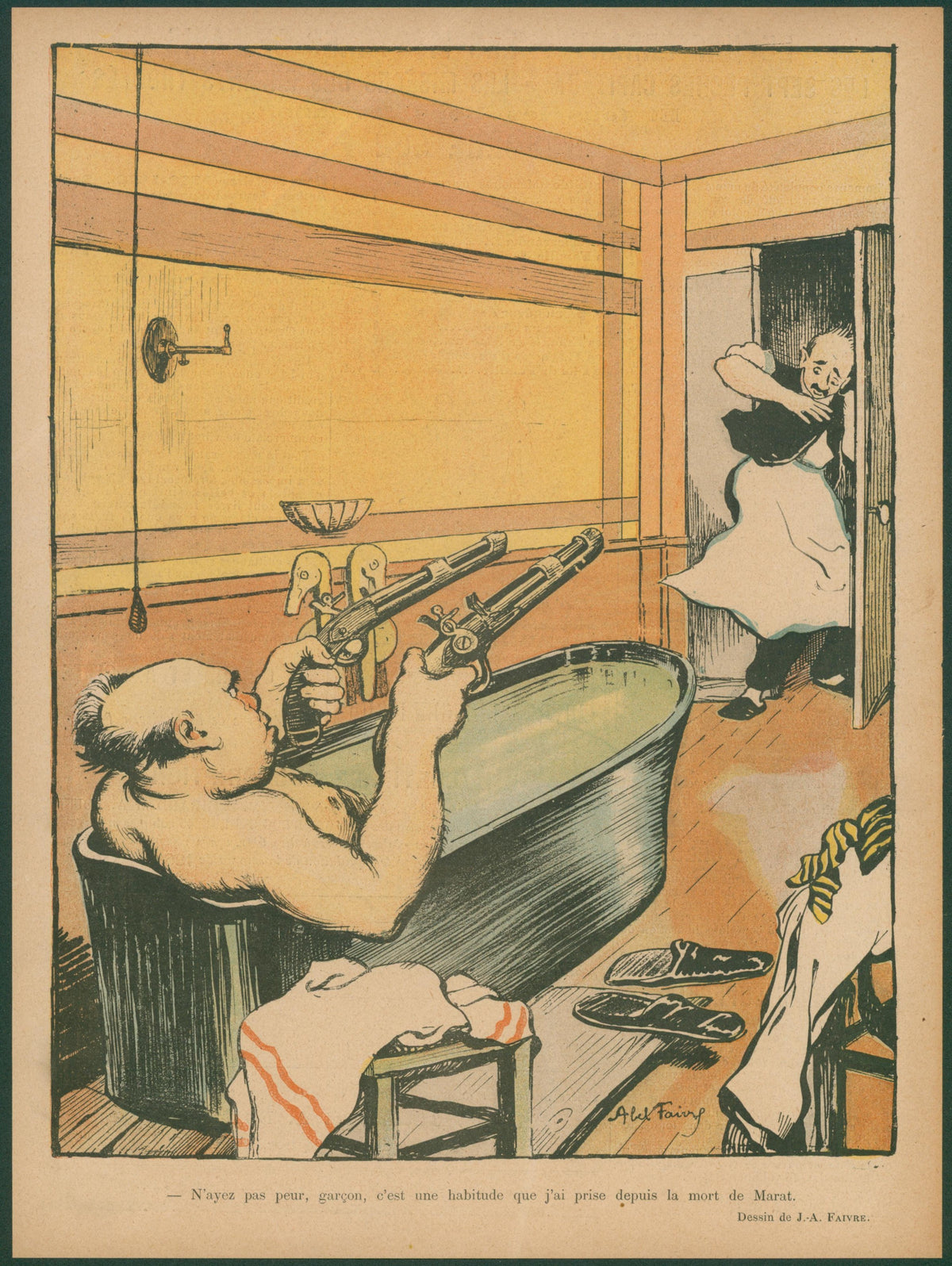 Don't be Afraid, Le Rire - Original Vintage Illustration