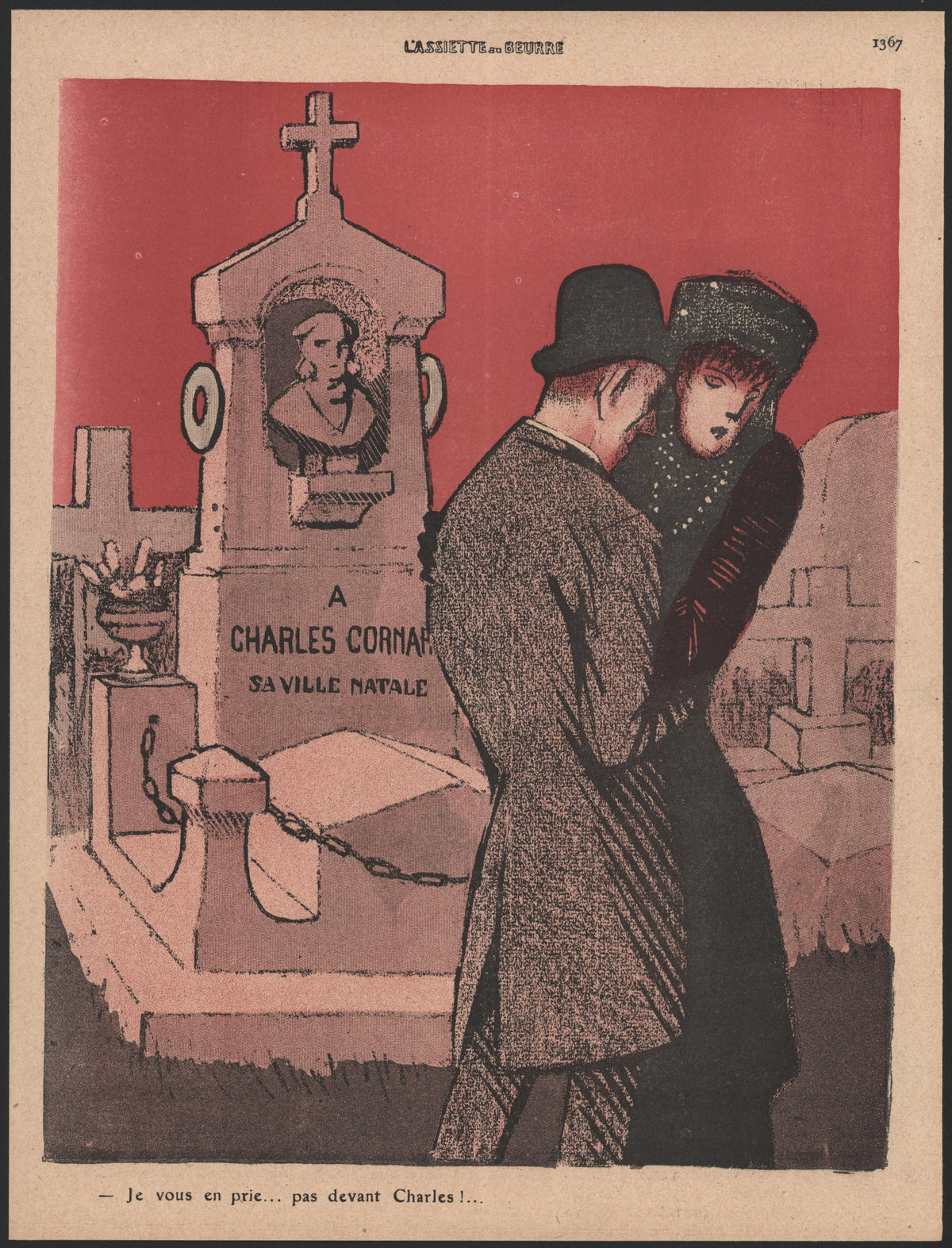 Not In Front of Charles, L'Assiette au Beurre. - Original Vintage Illustration