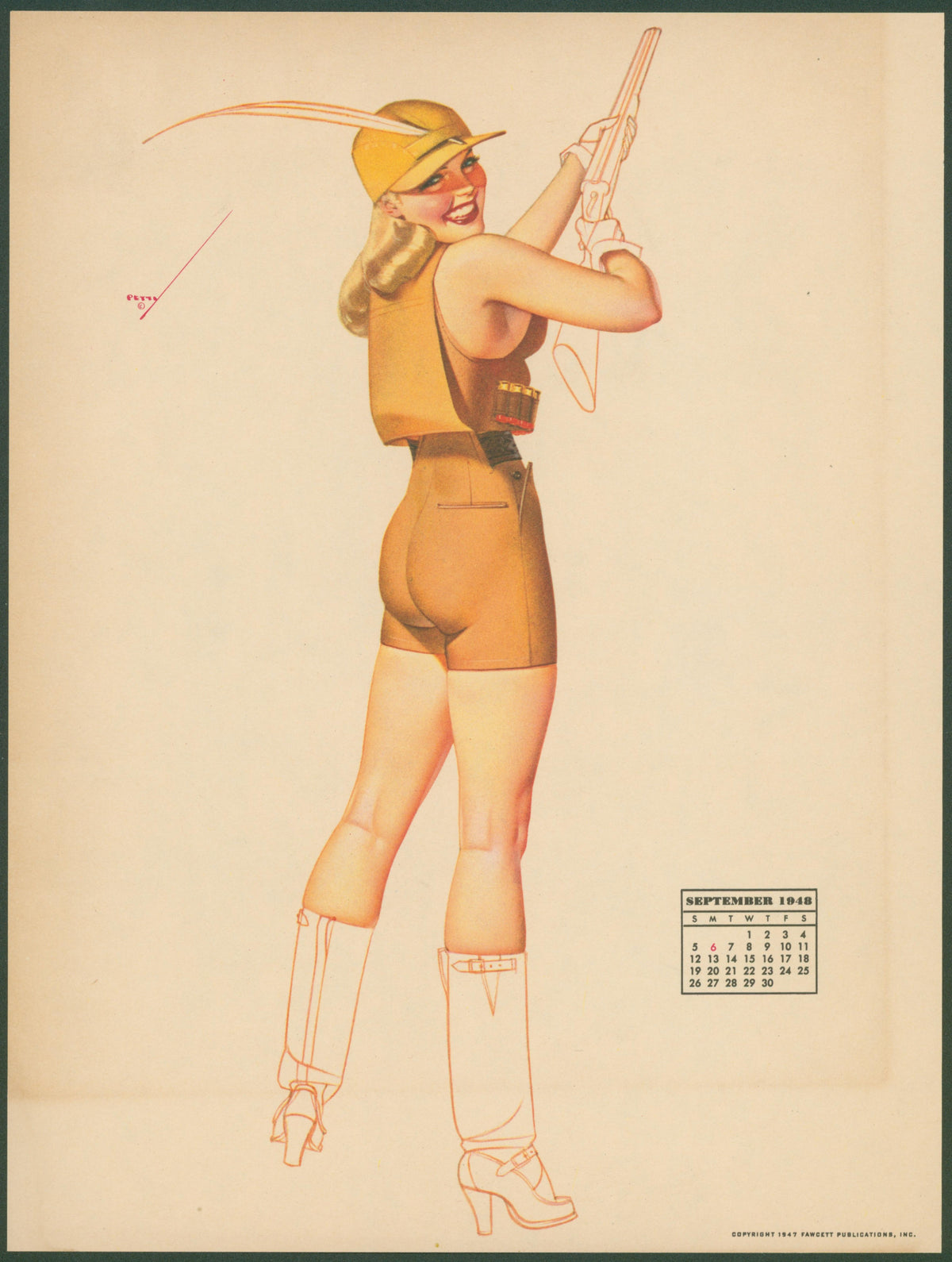 September, Calendar by George Petty - Original Antique Print: