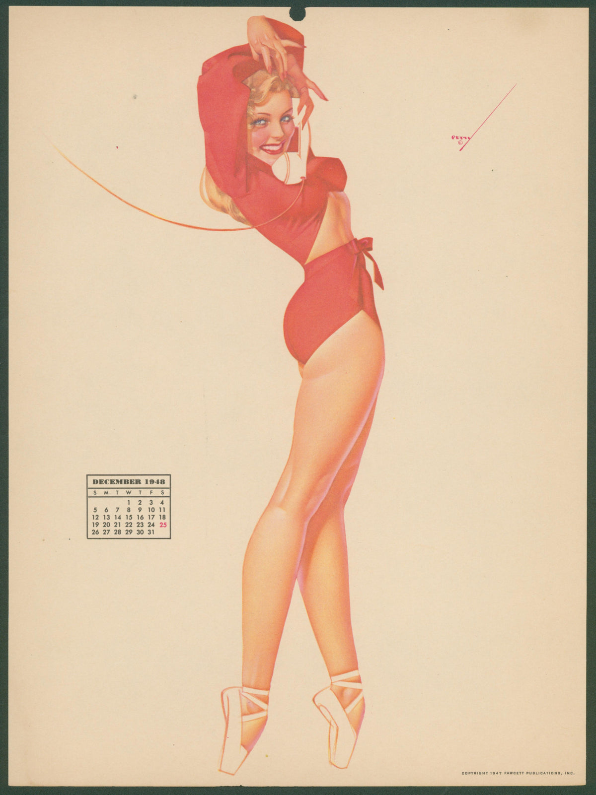 December, Calendar by George Petty - Original Antique Print:
