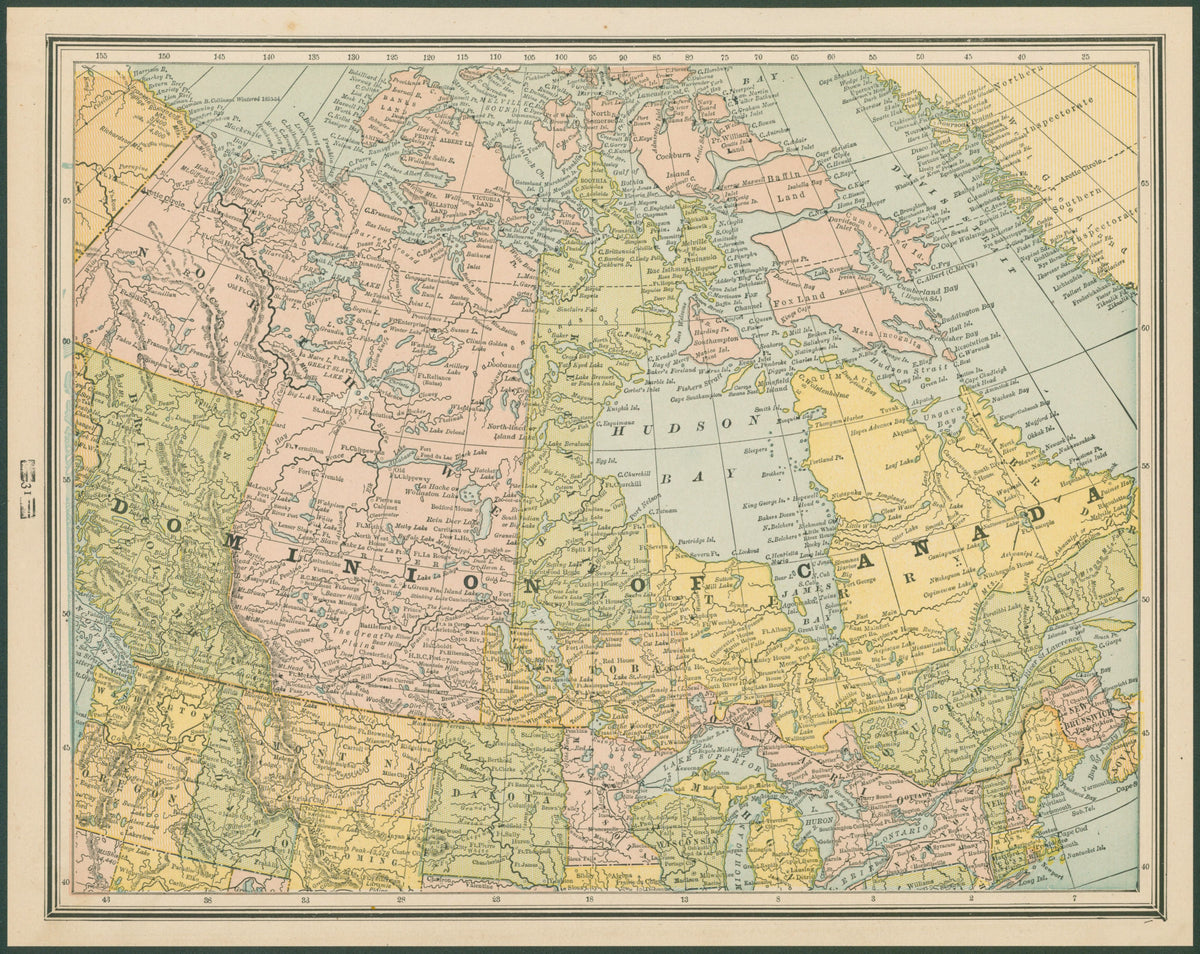 Dominion of Canada, Cram's Atlas - Original Vintage Map