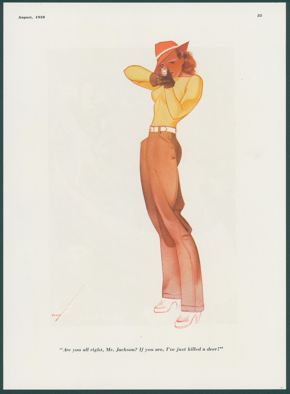 Just Killed a Deer by George Petty - Original Vintage Illustration