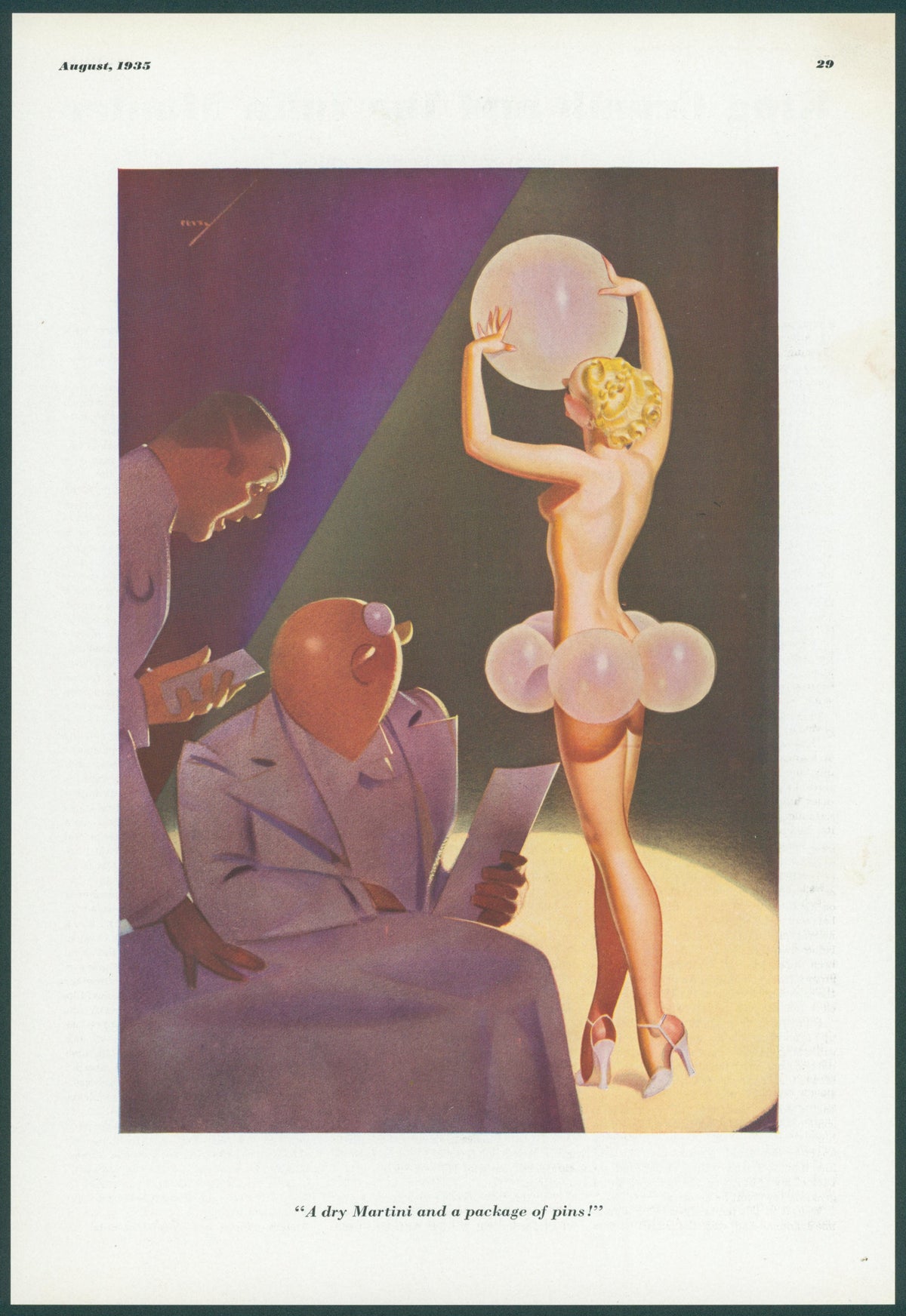 A Dry Martini and a Package of Pins by George Petty - Original Vintage Illustration