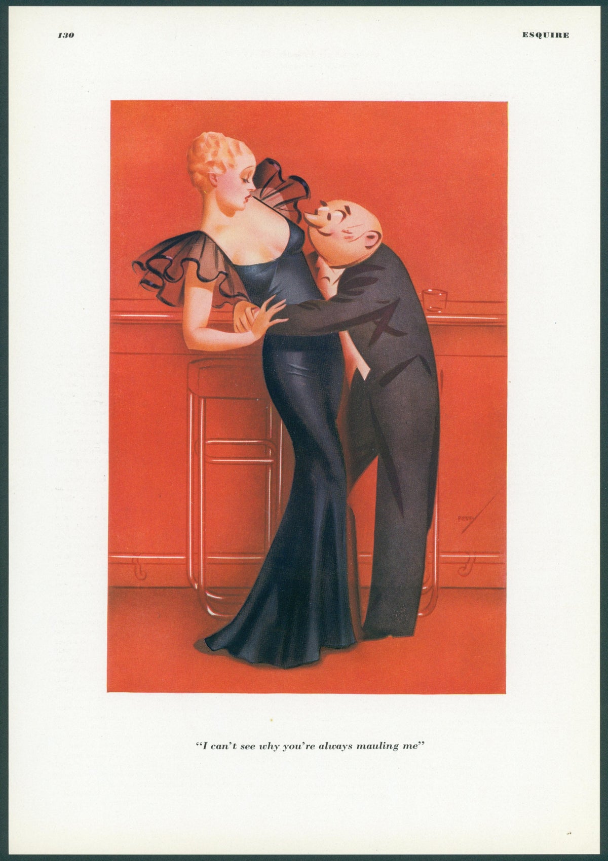 I Can't See Why You're Always Mauling Me by George Petty - Original Vintage Illustration