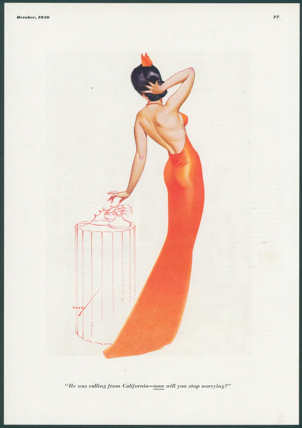 Calling from California by George Petty - Original Vintage Illustration