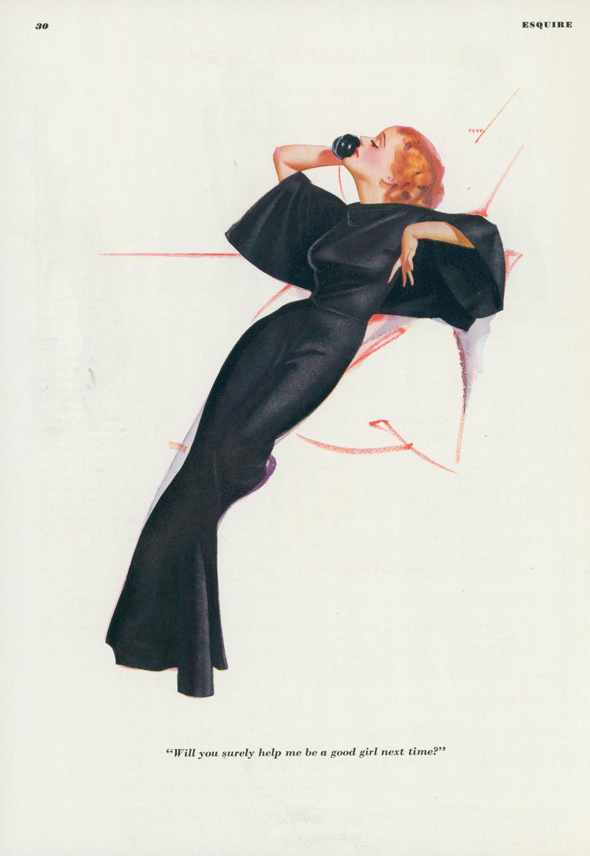 Will You Help Me Be a Good Girl? by George Petty - Original Vintage Illustration
