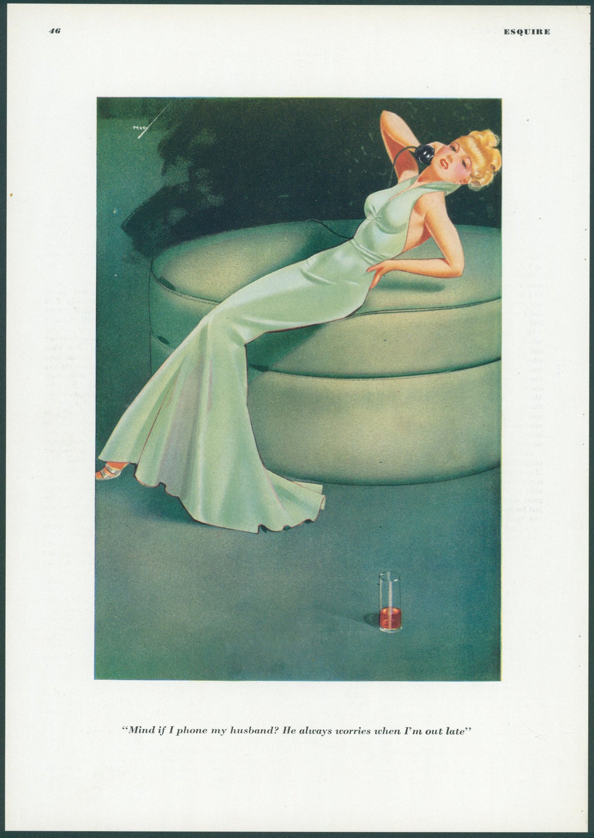 Phone by Husband by George Petty - Original Vintage Illustration