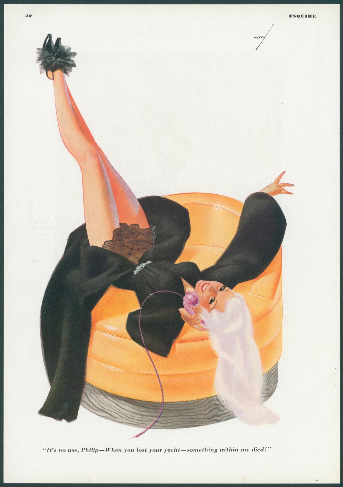 Where is the Yacht by George Petty - Original Vintage Illustration