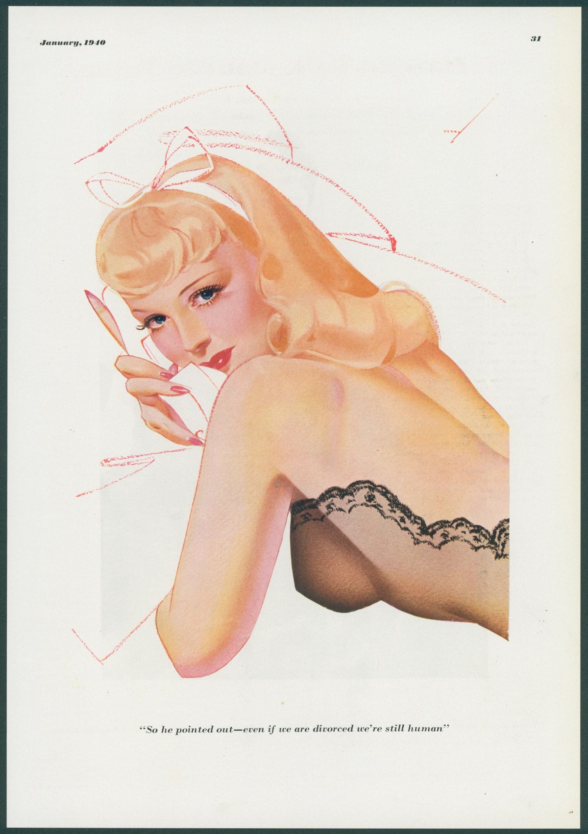 We're Still Human by George Petty - Original Vintage Illustration