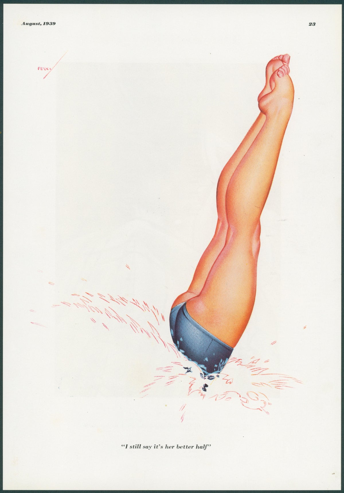 Making a Splash by George Petty - Original Vintage Illustration