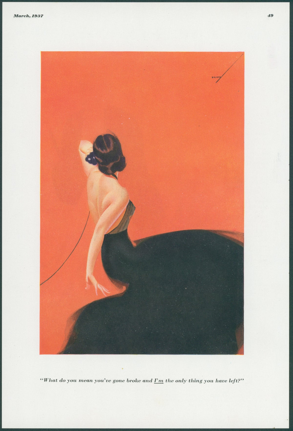 You're Broke by George Petty - Original Vintage Illustration