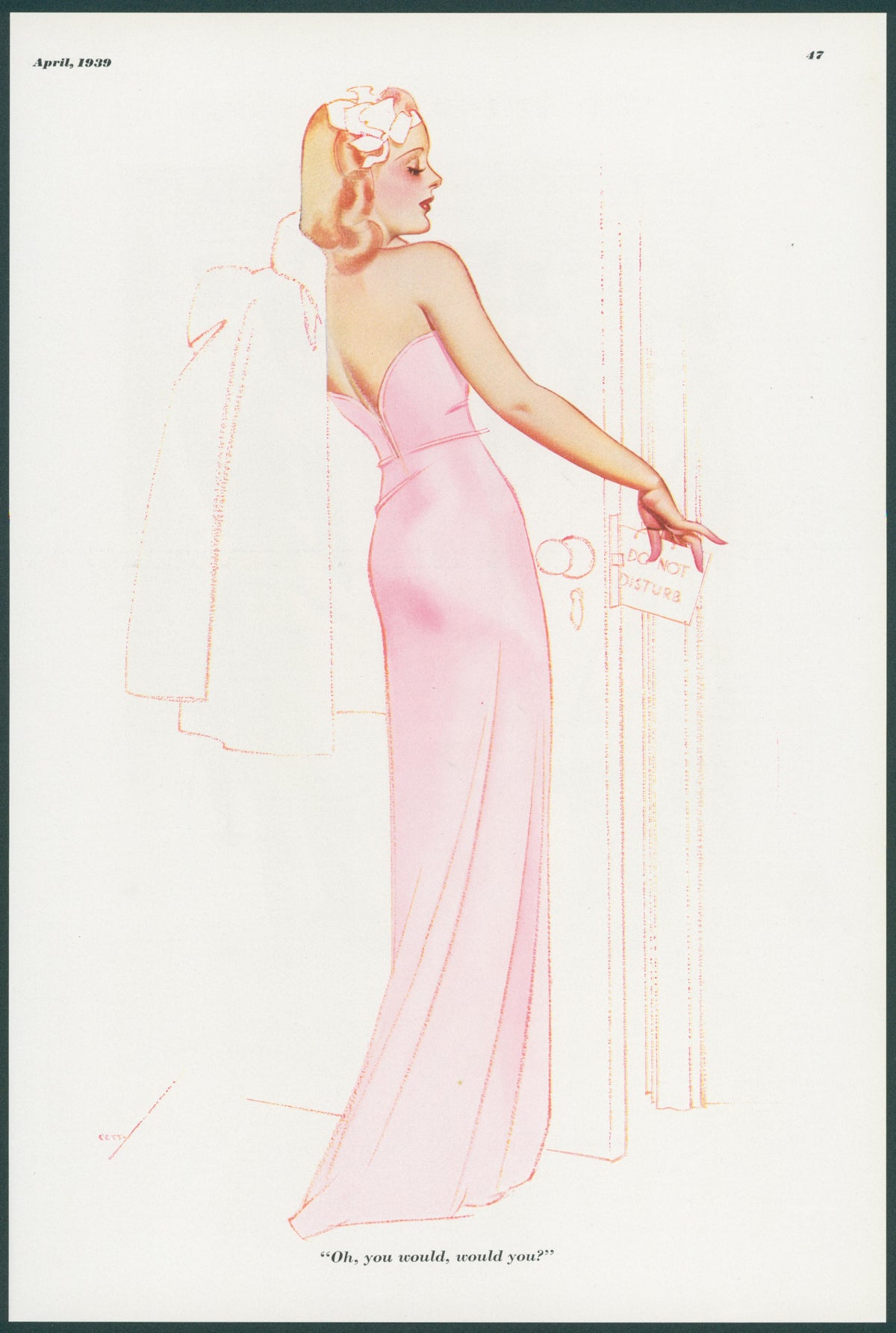 Do Not Disturb by George Petty - Original Vintage Illustration