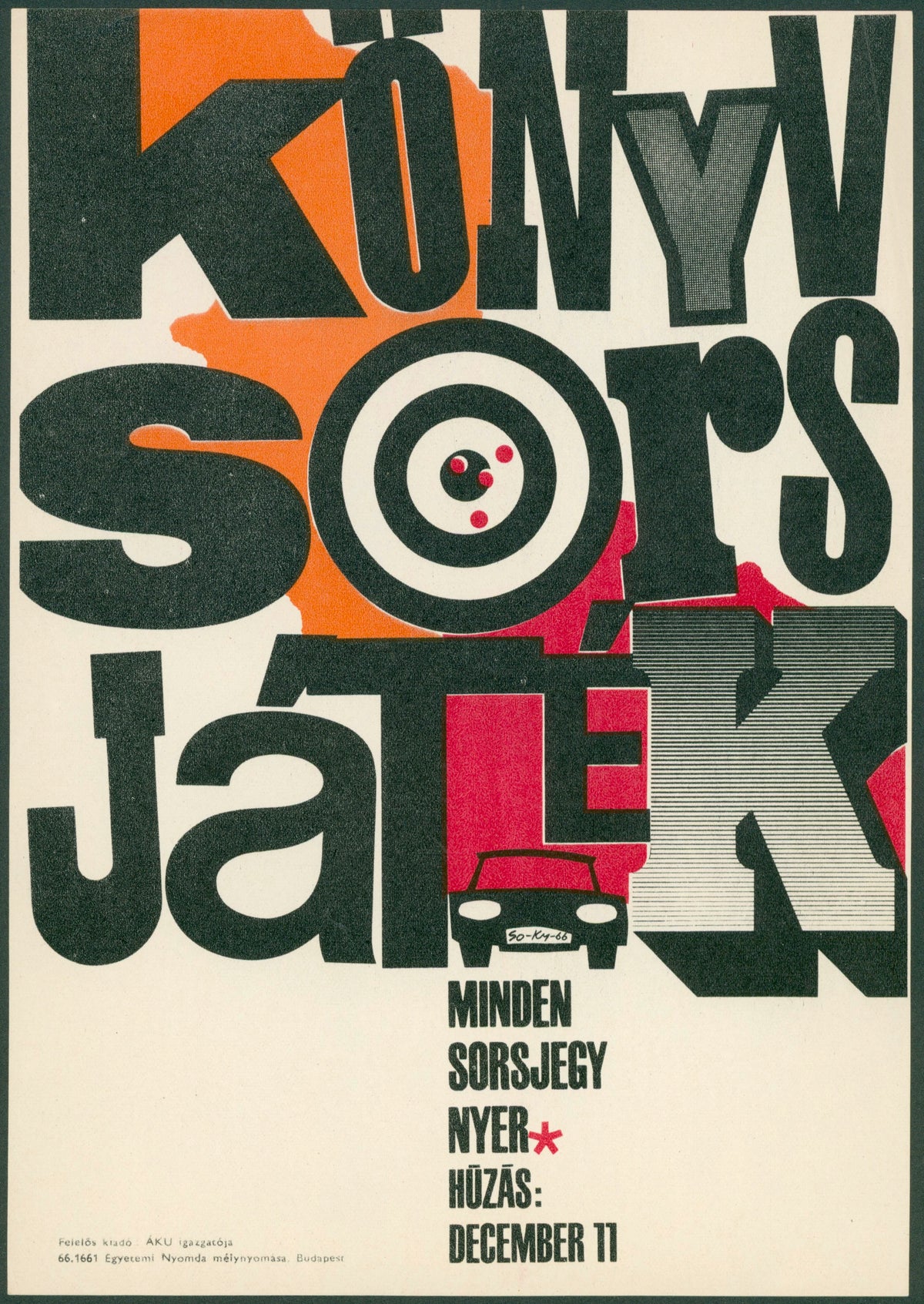 Book Lottery by So-Ky, Hungarian Tram Poster - Original Vintage Poster